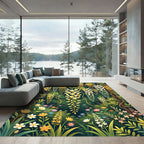 Lush Golden Wisteria Floral Trellis Rug