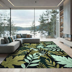 Lush Green Tropical Woodland Foliage Rug