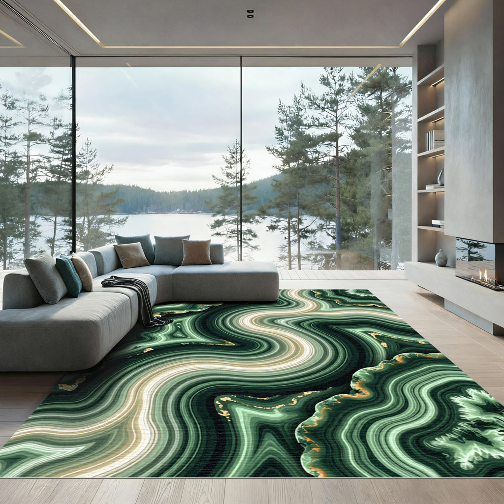Emerald Agate Swirl Streaked Rug
