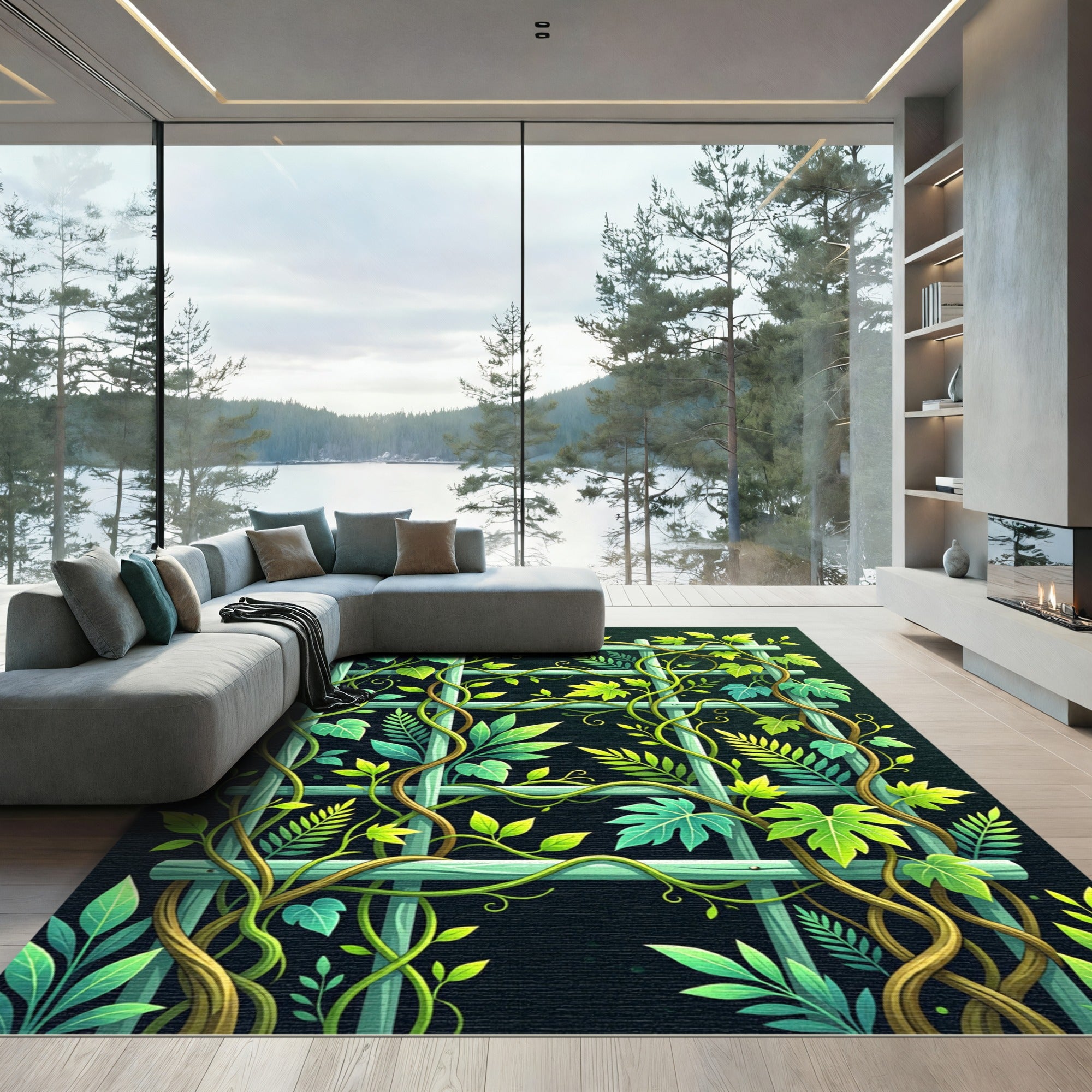 Lush Green Garden Climbing Vine Rug
