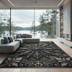 Ornate Silver Star Botanical Medallion Rug