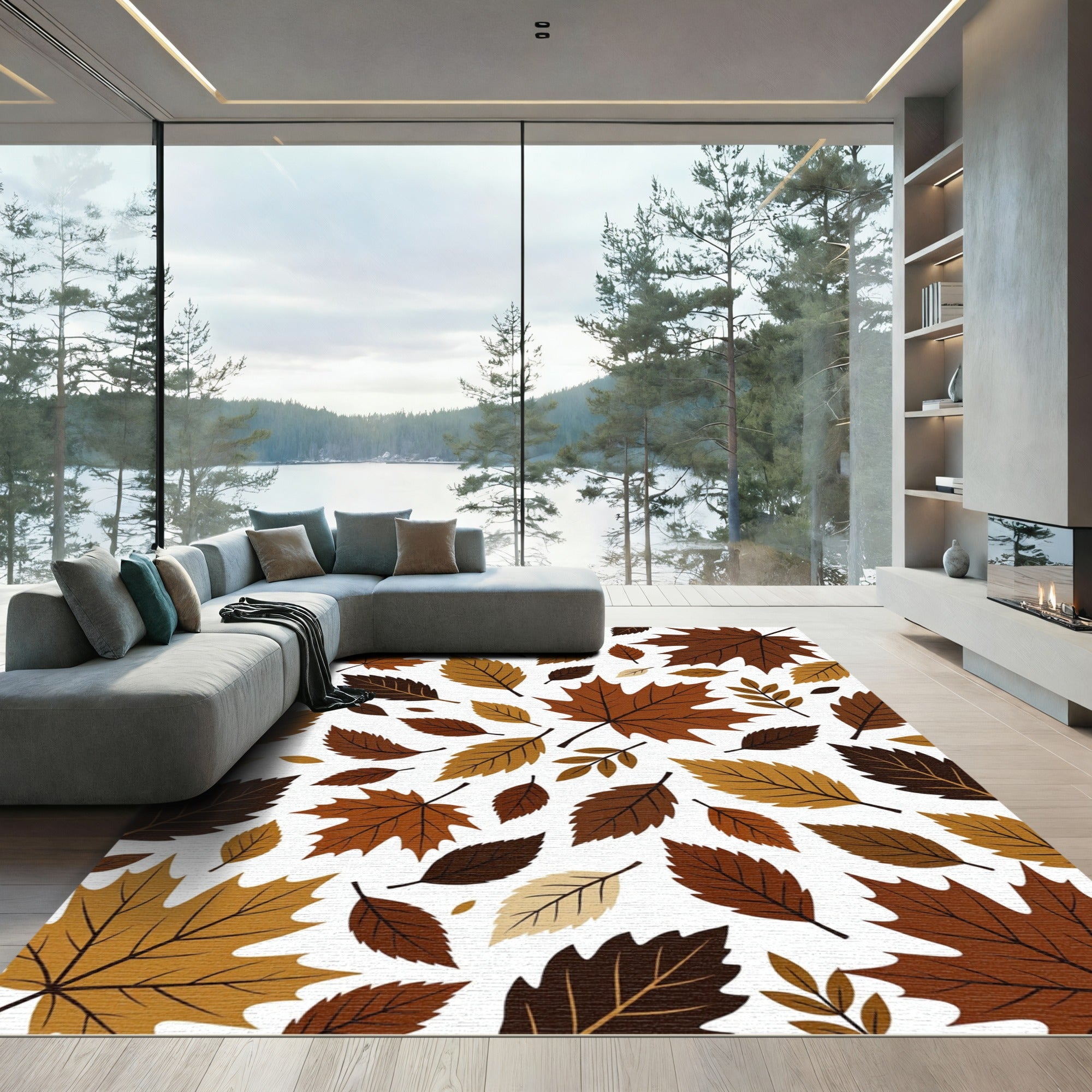 Autumn Leaves Brown And Gold Medley Rug