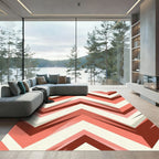 Coral Crimson Chevron Layers Rug