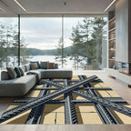Industrial Gray Steel Crosshatch Rug
