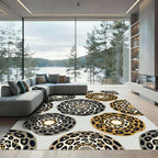 Contemporary Leopard Spot Geometric Circle Rug