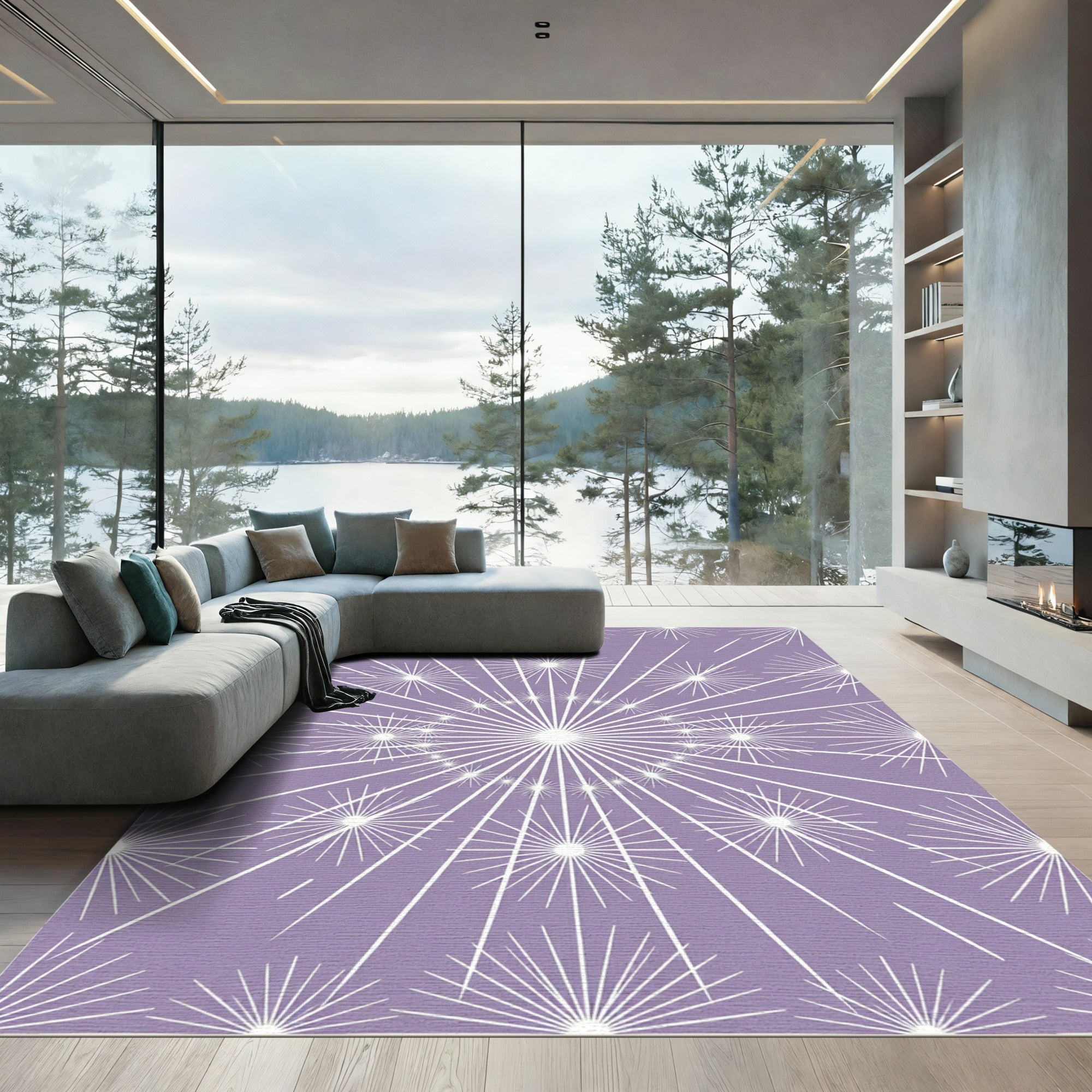 Lavender Celestial Starburst Radiant Rug