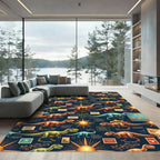 Vintage Navy Dinosaur Map Chronicle Rug