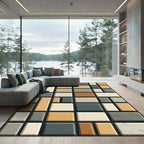 Earthy Stone Brickwork Rectangles Rug
