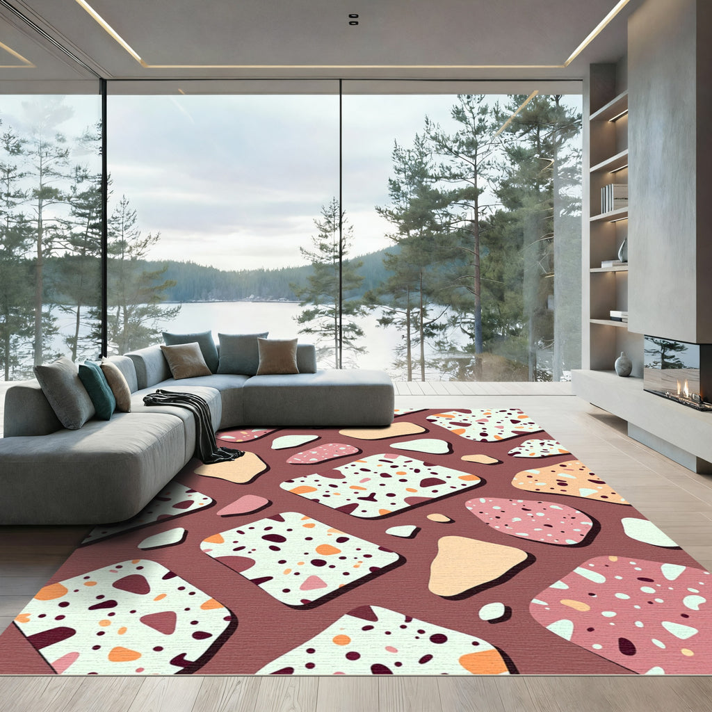 Modern Terrazzo Speckled Earthy Tones Rug