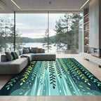 Cascading Willow Leaf Green Forest Wall Rug