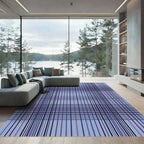 Modern Deep Blue Plaid Lines Rug