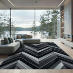 Monochrome Chevron Stripe Composition Rug