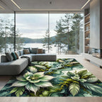Ethereal Feathers Green Floral Swirls Rug