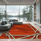 Crimson Braided Rope Border Rug
