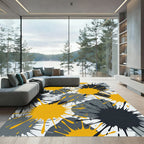 Bold Yellow Splatter Abstract Art Rug