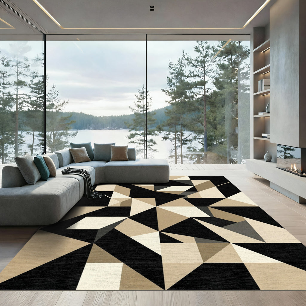 Modern Neutral Geometric Triangles Rug