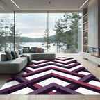 Modern Purple Geometric Chevron Art Rug