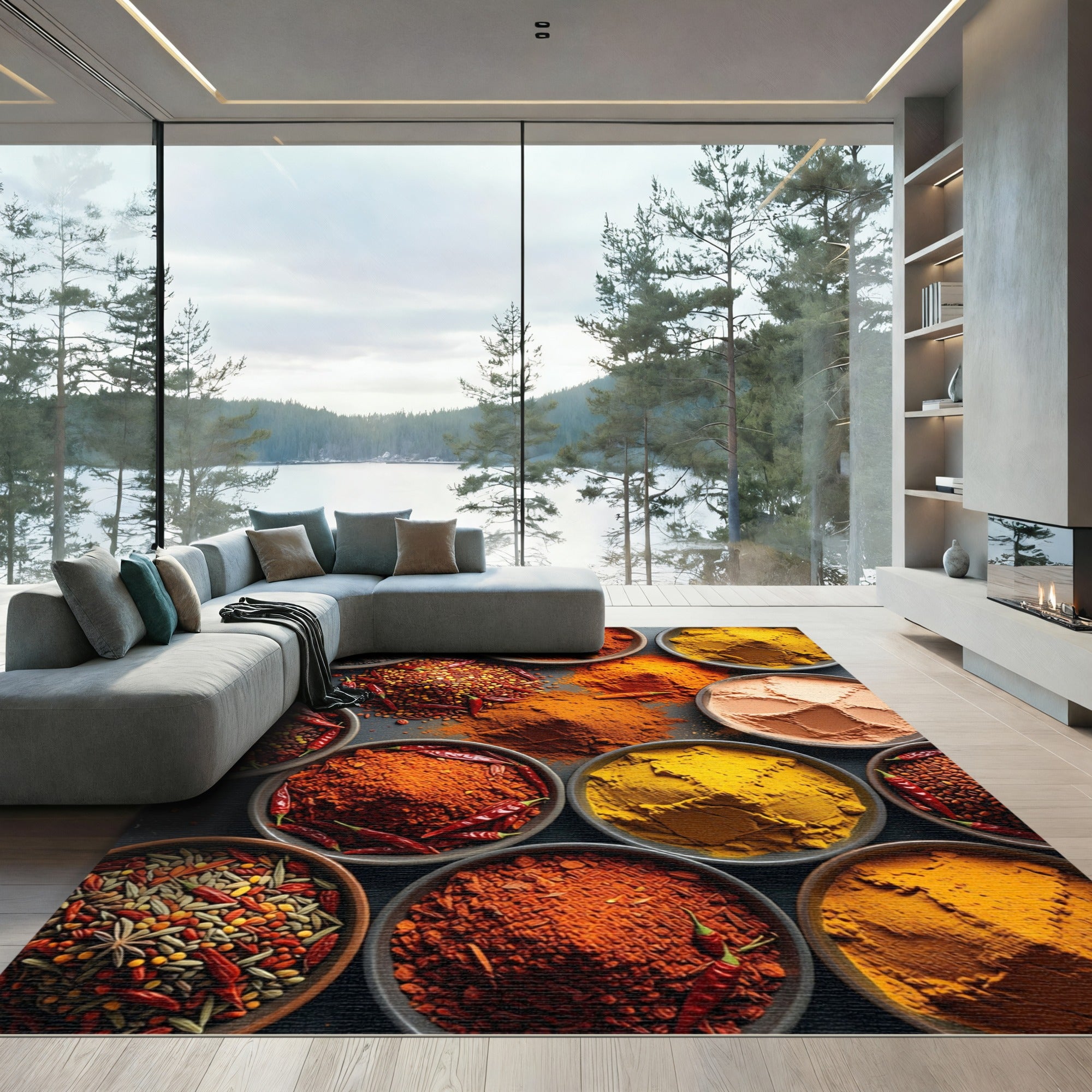 Vibrant Spiced Earth Culinary Mosaic Rug