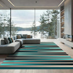 Modern Teal Gray Gradient Stripes Rug