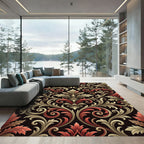 Intricate Red Golden Acanthus Scrolls Rug
