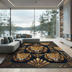 Art Deco Gold Leopard Portrait Frame Rug