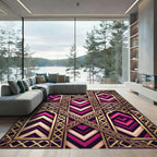Magenta Gold Geometric Arched Lattice Rug