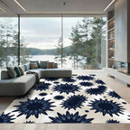 Celestial Navy Starburst Geometric Art Rug