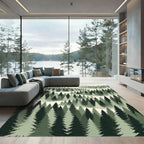 Misty Forest Pine Woodland Landscape Rug