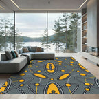 Gray Yellow Atomic Anchor Medallion Rug