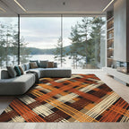 Earthy Interwoven Stripe Pattern Rug
