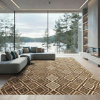Luxurious Metallic Gold Geometric Lattice Rug