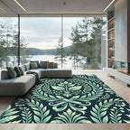 Seafoam Green Laurel Berry Emblem Rug