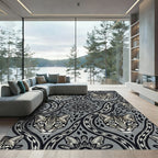 Monochrome Ocelot Chain Link Floral Rug