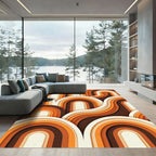 Retro Midcentury Arched Warm Earth Tone Rug