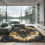 Vintage Gold Star Tropical Palm Foliage Rug