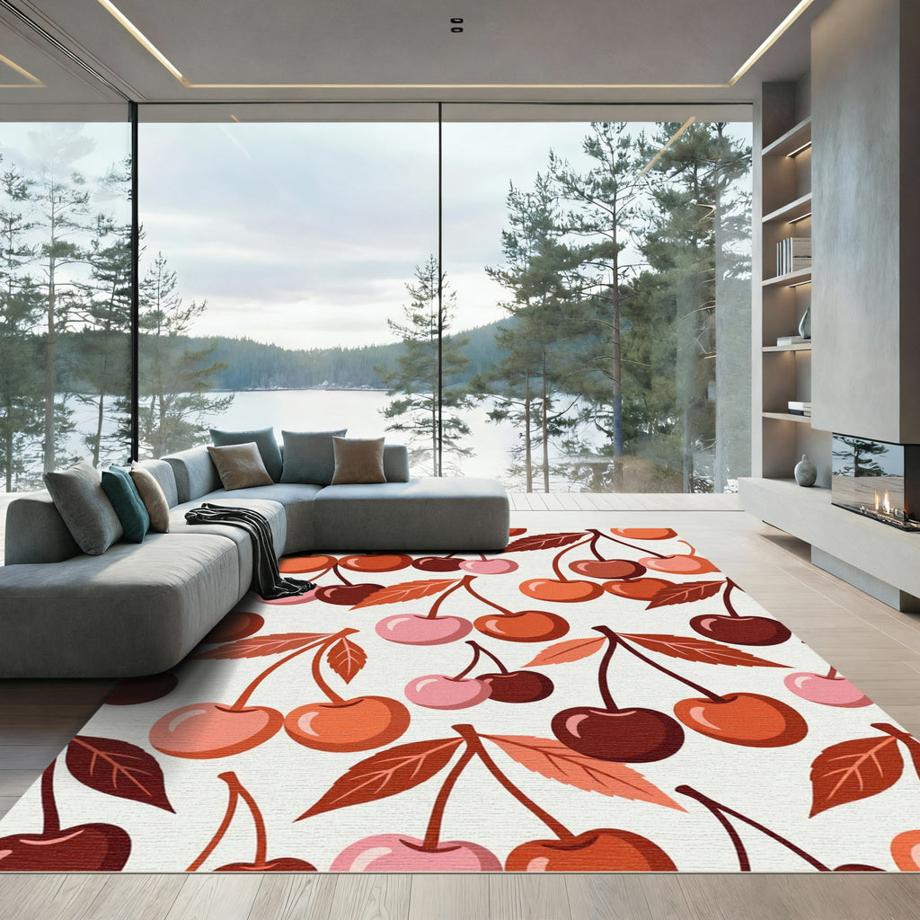 Warm Cherry Clusters Botanical Repeating Rug