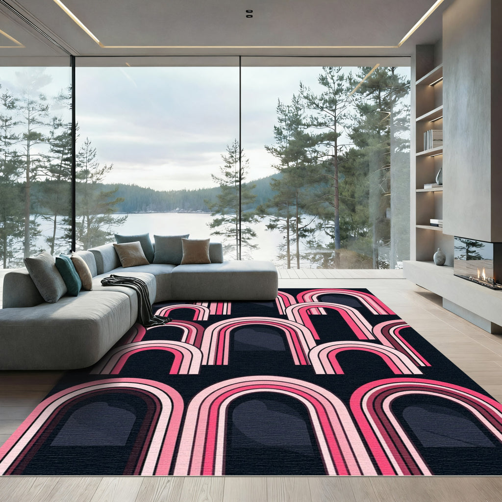 Pink And White Archway Layers Rug