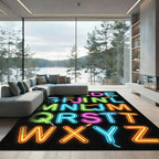 Neon Alphabet Glow Letter Wall Art Rug