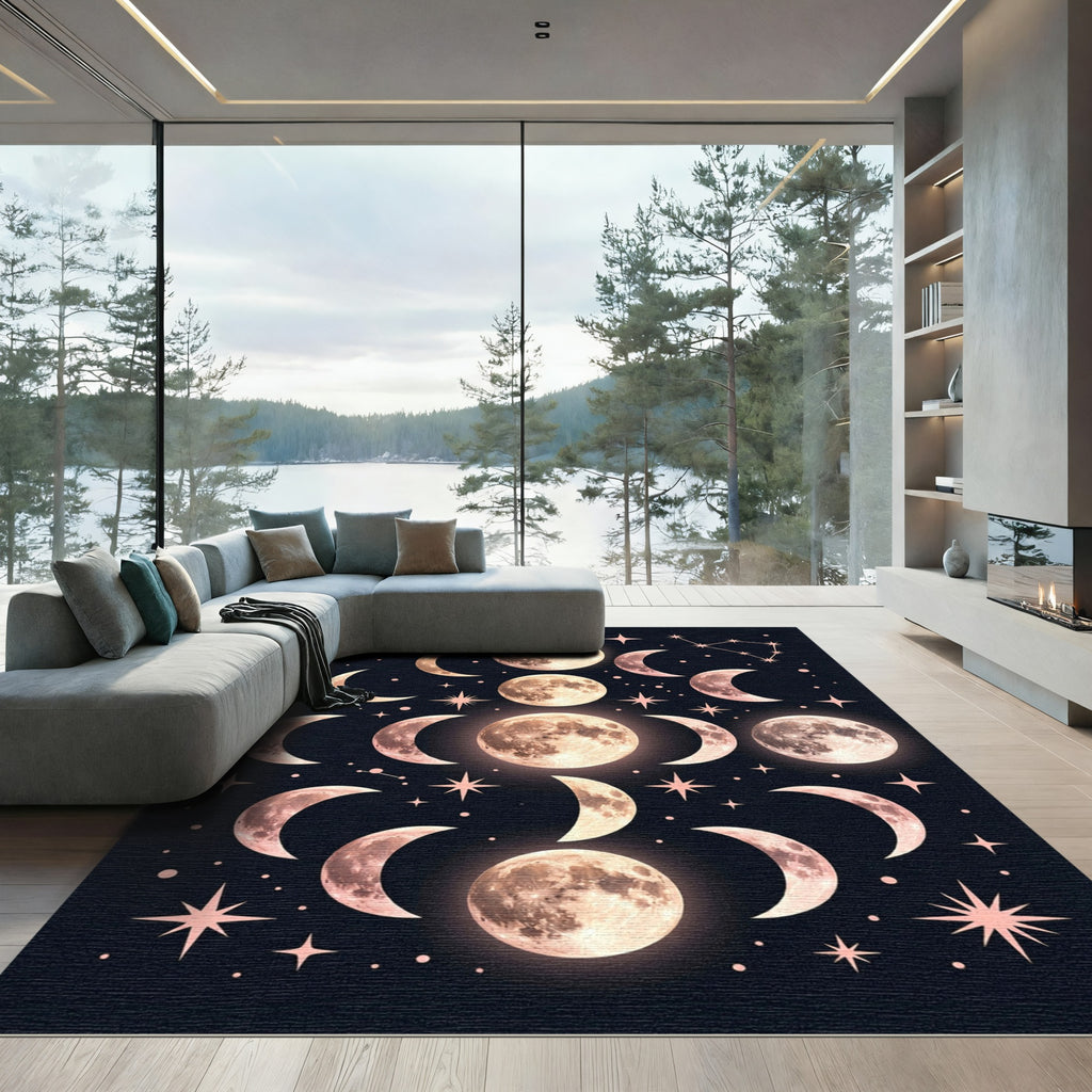 Celestial Moon Phases And Stars Rug