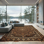Rich Bronze Floral Mandala Accent Rug