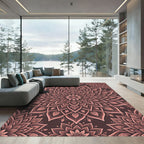 Dusty Rose Ornate Lotus Mandala Rug