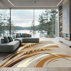 Golden Wheat Stalks Abstract Art Rug
