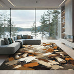 Earthy Autumn Mushroom and Wheat Field Rug