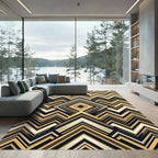 Golden Brown Chevron Geometric Diamond Rug