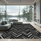Modern Charcoal Monochrome Chevron Geometric Rug