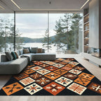 Earthy Terracotta Geometric Diamond Arrow Rug