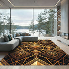 Golden Diamond Compass Geometric Rug