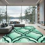 Elegant Mint Quatrefoil Geometric Trellis Rug