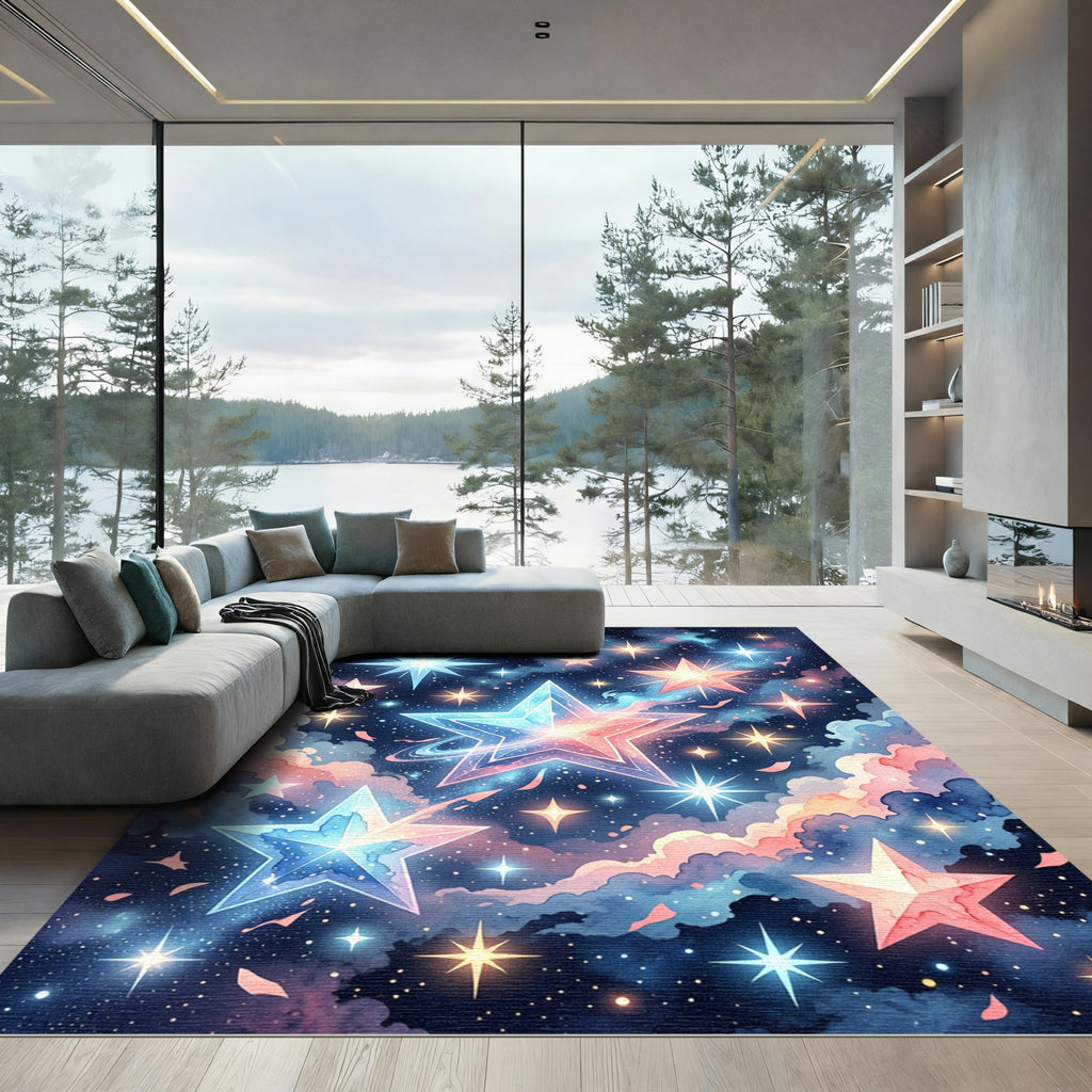 Cosmic Pastel Starry Night Sky Rug