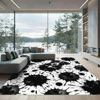 Black White Splatter Dog Portrait Rug